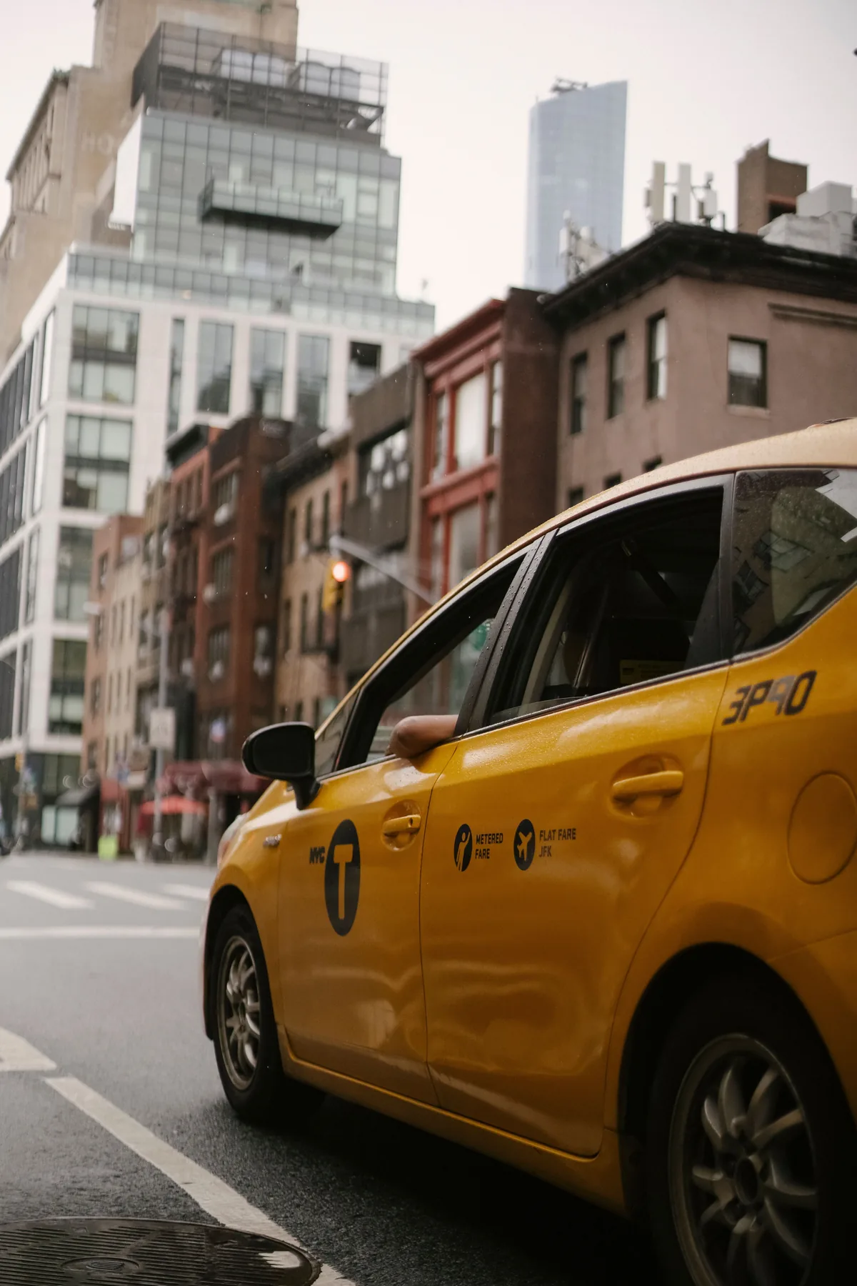 Representative city taxi on an urban road